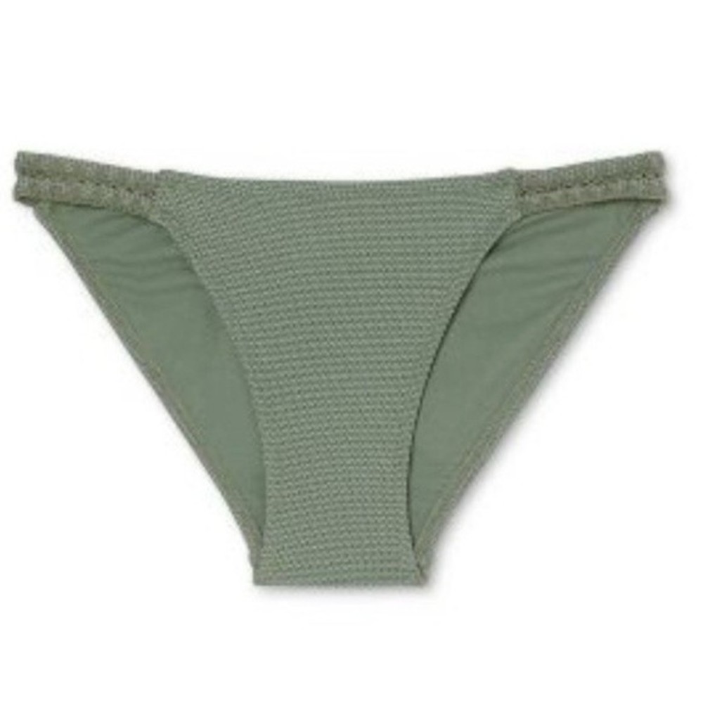 Juniors' textured low rise, cheeky bikini bottom